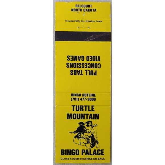 Vintage Matchbook Cover Turtle Mountain Bingo Palace Belcourt ND North Dakota - Picture 1 of 4